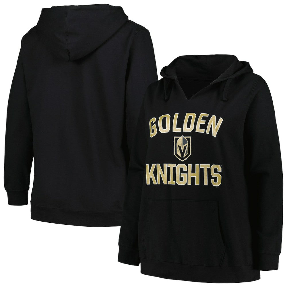 Vegas Golden Knights Profile Women's Plus Size Arch Over Logo Pullover Hoodie Black