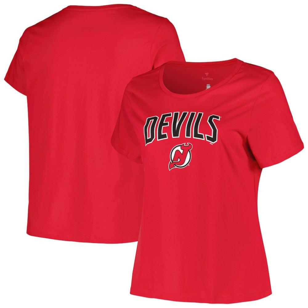 New Jersey Devils Profile Women's Plus Size Arch Over Logo T-Shirt Red