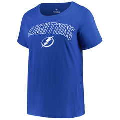 Tampa Bay Lightning Profile Women's Plus Size Arch Over Logo T-Shirt Blue