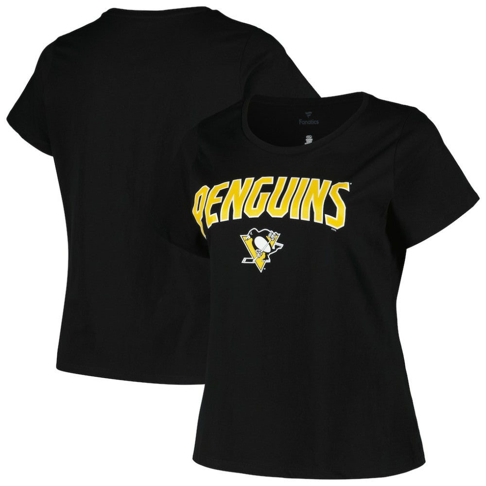 Pittsburgh Penguins Profile Women's Plus Size Arch Over Logo T-Shirt Black