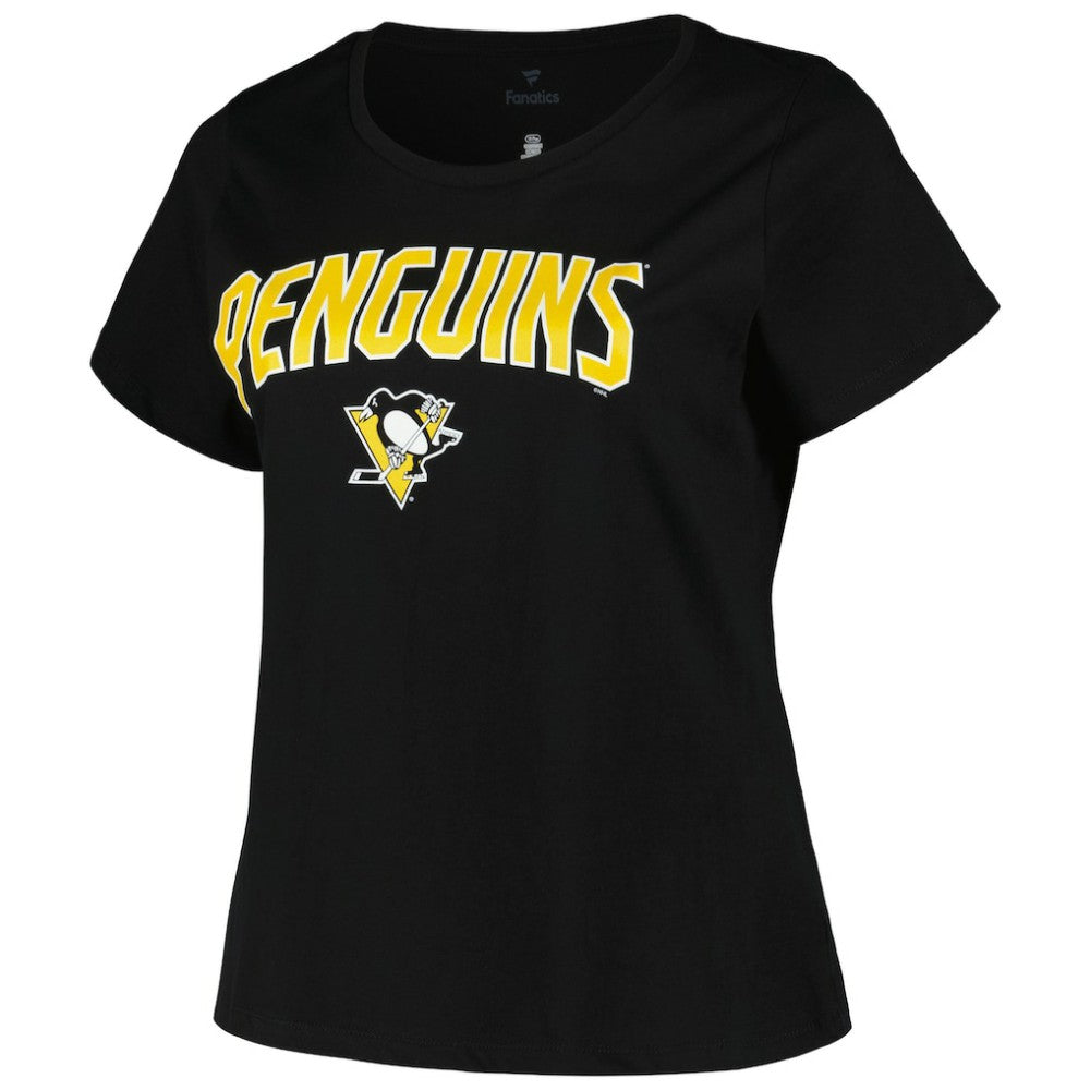 Pittsburgh Penguins Profile Women's Plus Size Arch Over Logo T-Shirt Black
