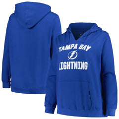 Tampa Bay Lightning Profile Women's Plus Size Arch Over Logo Pullover Hoodie Blue
