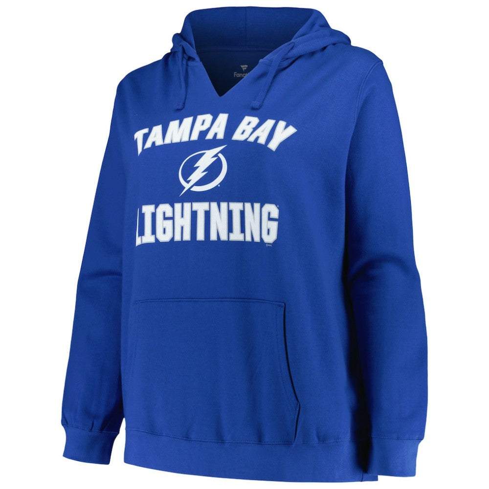 Tampa Bay Lightning Profile Women's Plus Size Arch Over Logo Pullover Hoodie Blue