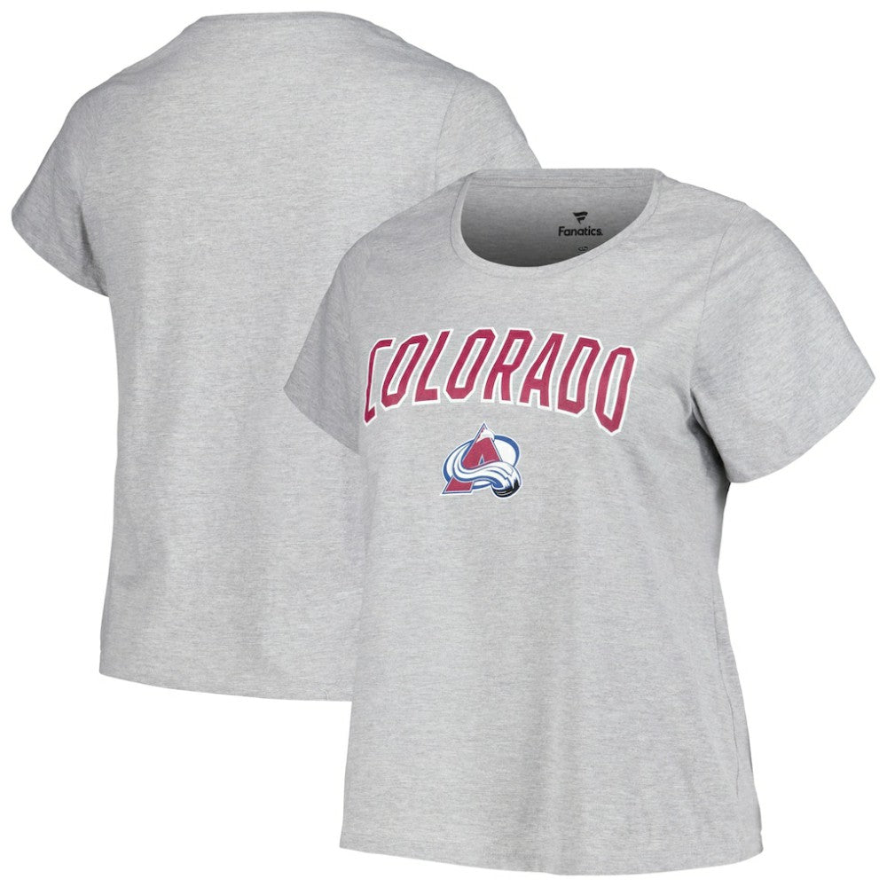 Colorado Avalanche Profile Women's Plus Size Arch Over Logo T-Shirt Heather Gray