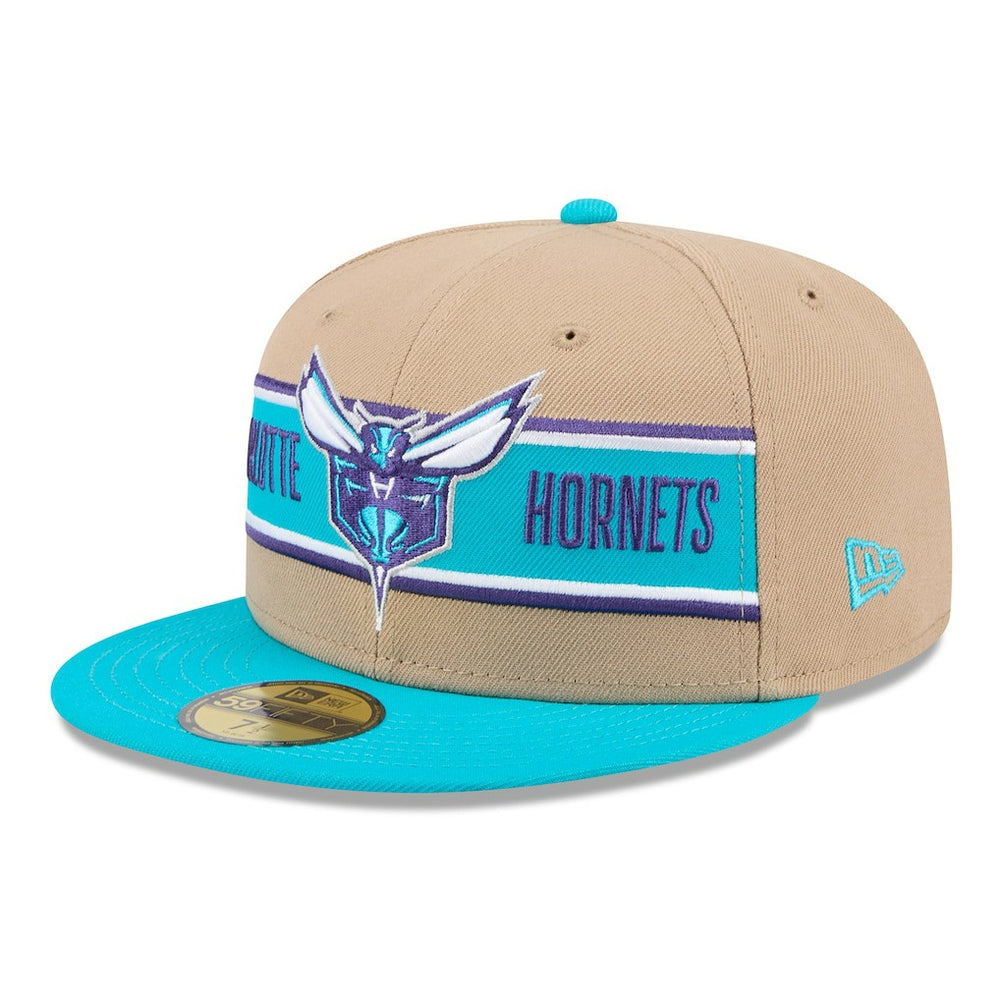 Charlotte Hornets 2024 NBA Draft 59FIFTY Fitted Hat - Tan/Teal | New Era cheap