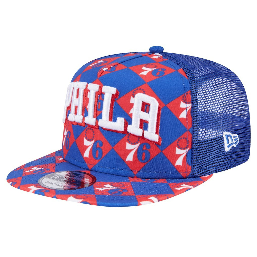 Philadelphia 76ers Seeing Diamonds A-Frame Trucker 9FIFTY Snapback Hat - Royal | New Era on sale