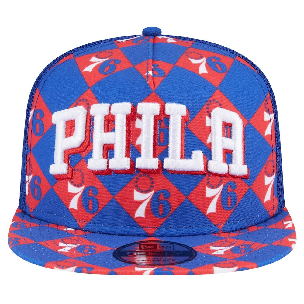 Philadelphia 76ers Seeing Diamonds A-Frame Trucker 9FIFTY Snapback Hat - Royal | New Era on sale