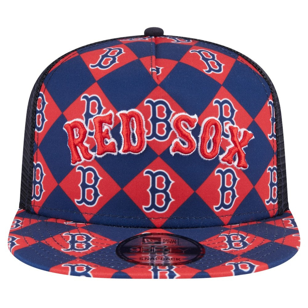 Boston Red Sox Seeing Diamonds A-Frame Trucker 9FIFTY Snapback Hat - Navy | New Era