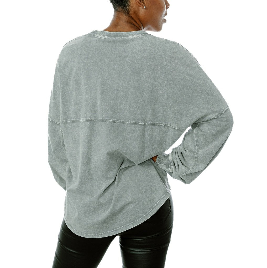 Pittsburgh Steelers Gameday Couture Women's Snow Wash Oversized Long Sleeve T-Shirt – Gray cheap