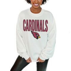 Arizona Cardinals Gameday Couture Women's Just Go With It Oversized Long Sleeve Crewneck Sweatshirt – White cheap