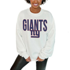 New York Giants Gameday Couture Women's Just Go With It Oversized Long Sleeve Crewneck Sweatshirt – White outlet