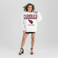 Arizona Cardinals Gameday Couture Women's Sunday Drives Oversized Crewneck Pullover Sweatshirt – White discount