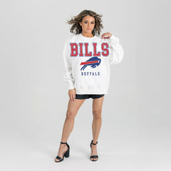 Buffalo Bills Gameday Couture Women's Sunday Drives Oversized Crewneck Pullover Sweatshirt – White discount