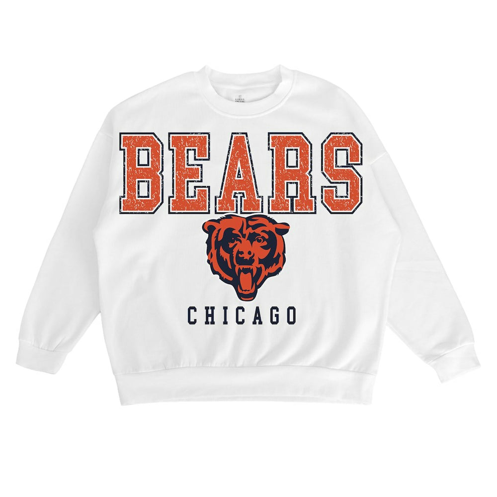 Chicago Bears Gameday Couture Women's Sunday Drives Oversized Crewneck Pullover Sweatshirt – White outlet