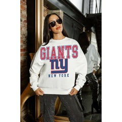 New York Giants Gameday Couture Women's Sunday Drives Oversized Crewneck Pullover Sweatshirt – White cheap