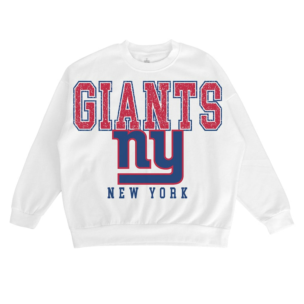 New York Giants Gameday Couture Women's Sunday Drives Oversized Crewneck Pullover Sweatshirt – White cheap