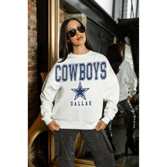 Dallas Cowboys Gameday Couture Women's Sunday Drives Oversized Crewneck Pullover Sweatshirt – White cheap