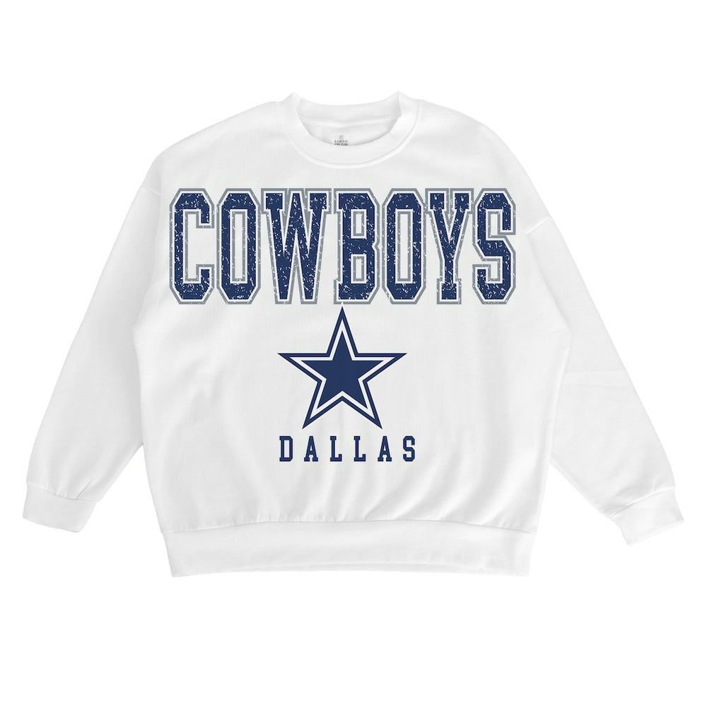 Dallas Cowboys Gameday Couture Women's Sunday Drives Oversized Crewneck Pullover Sweatshirt – White cheap