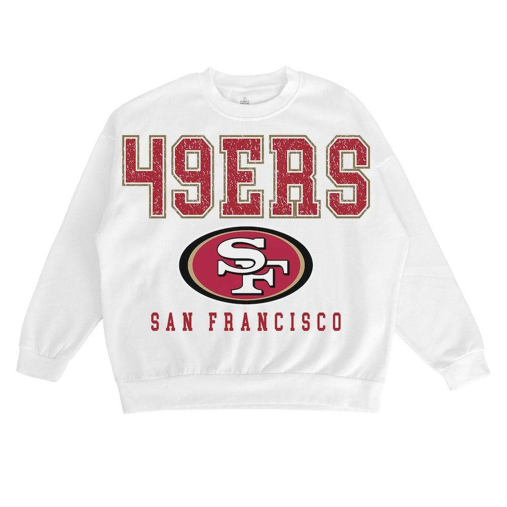 San Francisco 49ers Gameday Couture Women's Sunday Drives Oversized Crewneck Pullover Sweatshirt – White discount
