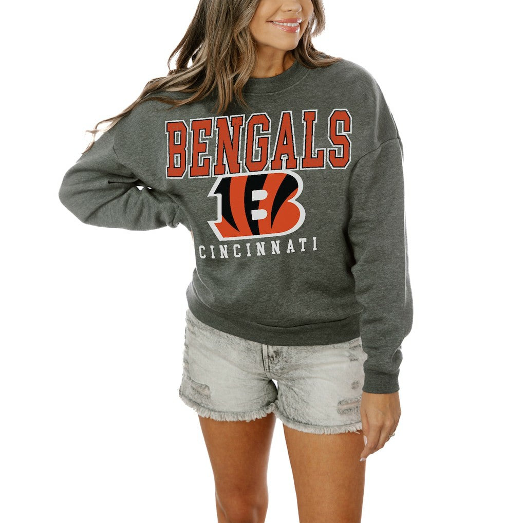Cincinnati Bengals Gameday Couture Women's Oversized Bring The Energy Pullover Sweatshirt – Charcoal outlet