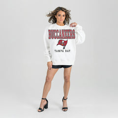 Tampa Bay Buccaneers Gameday Couture Women's Sunday Drives Oversized Crewneck Pullover Sweatshirt – White for sale