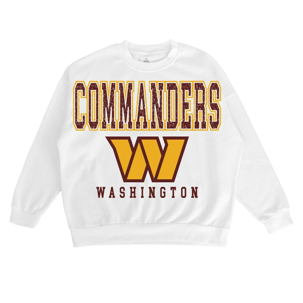 Washington Commanders Gameday Couture Women's Sunday Drives Oversized Crewneck Pullover Sweatshirt – White sale