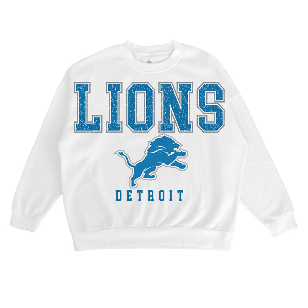 Detroit Lions Gameday Couture Women's Sunday Drives Oversized Crewneck Pullover Sweatshirt – White cheap