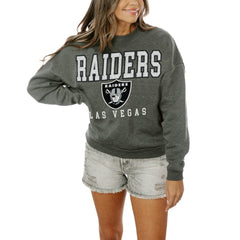 Las Vegas Raiders Gameday Couture Women's Oversized Bring The Energy Pullover Sweatshirt – Charcoal outlet