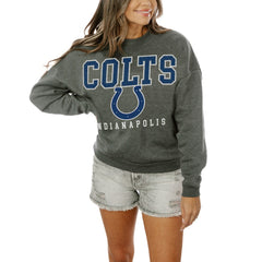 Indianapolis Colts Gameday Couture Women's Oversized Bring The Energy Pullover Sweatshirt – Charcoal discount