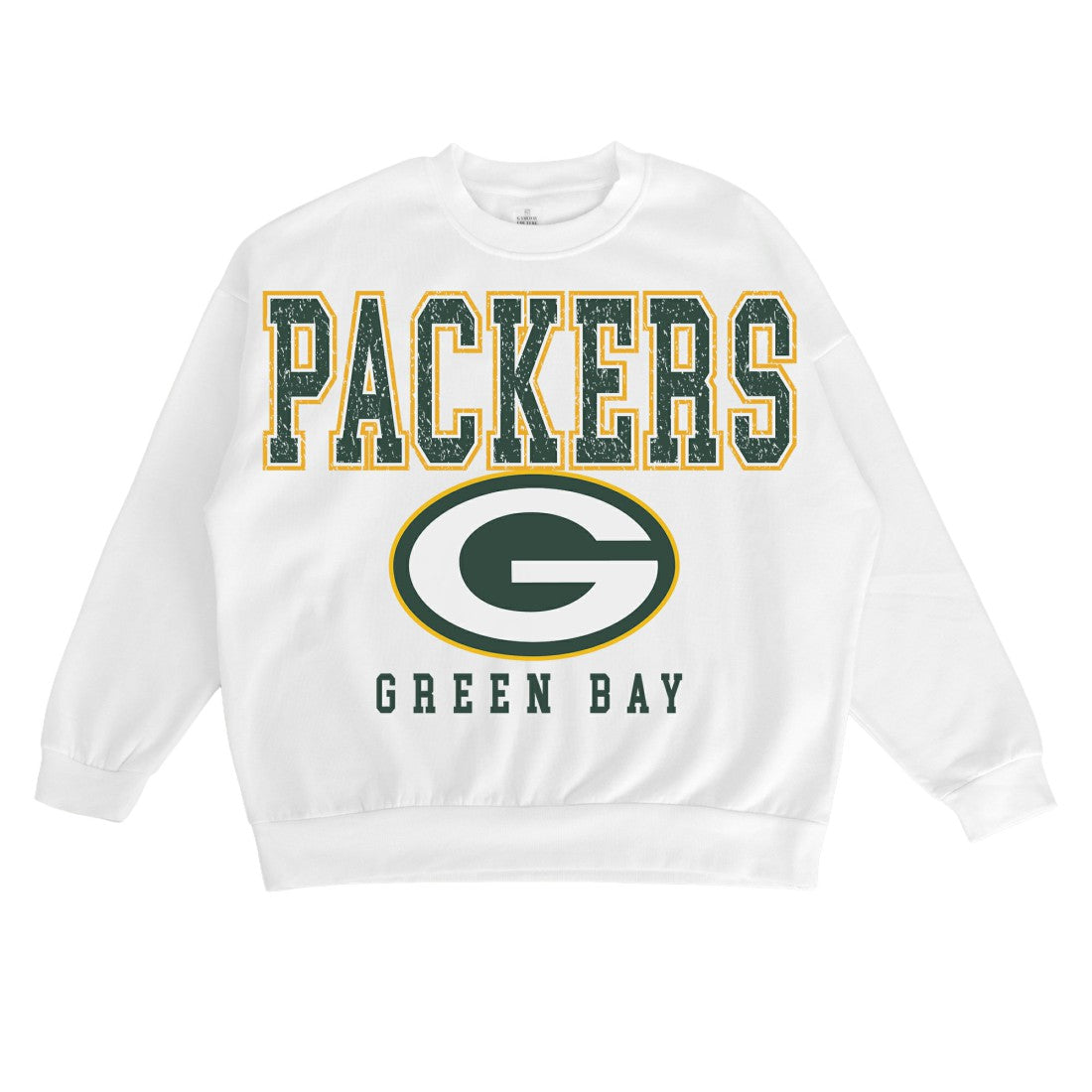 Green Bay Packers Gameday Couture Women's Sunday Drives Oversized Crewneck Pullover Sweatshirt – White for sale