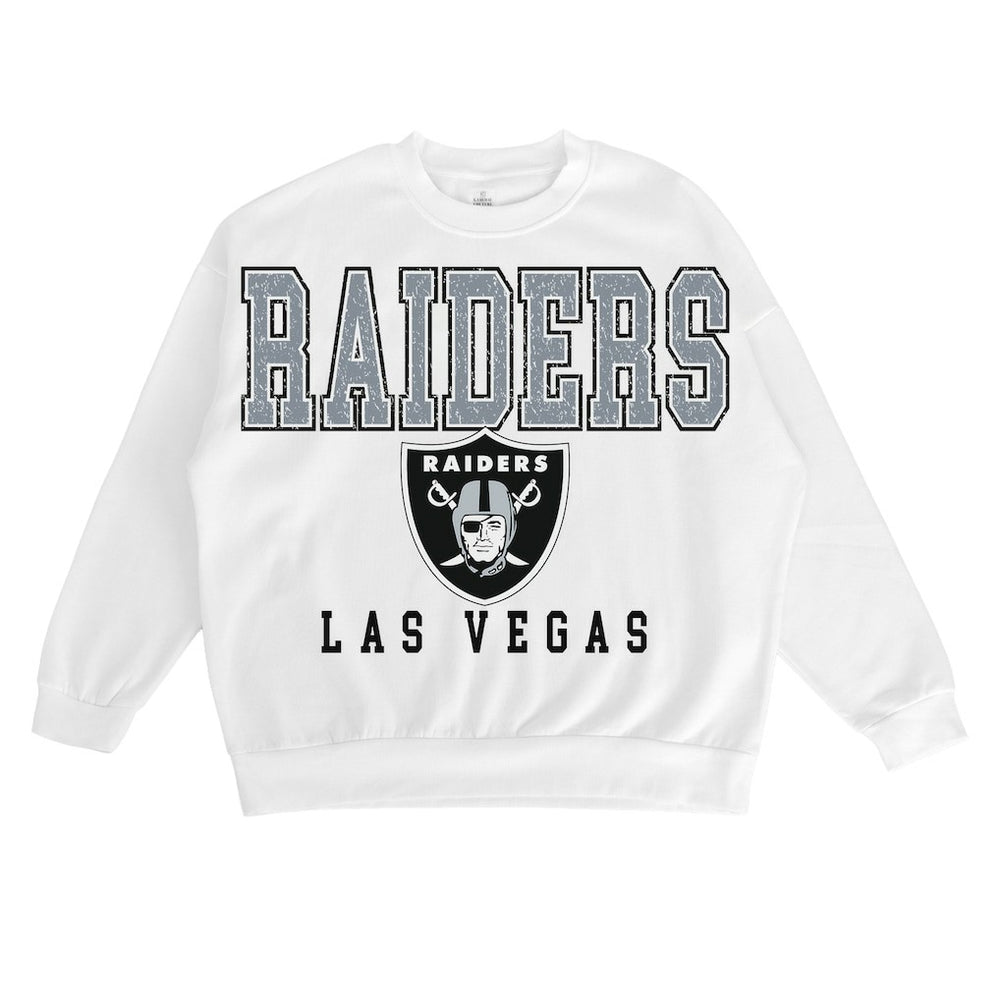 Las Vegas Raiders Gameday Couture Women's Sunday Drives Oversized Crewneck Pullover Sweatshirt – White outlet