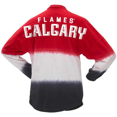 Calgary Flames Fanatics Women's Ombre Long Sleeve T-Shirt Red/Black