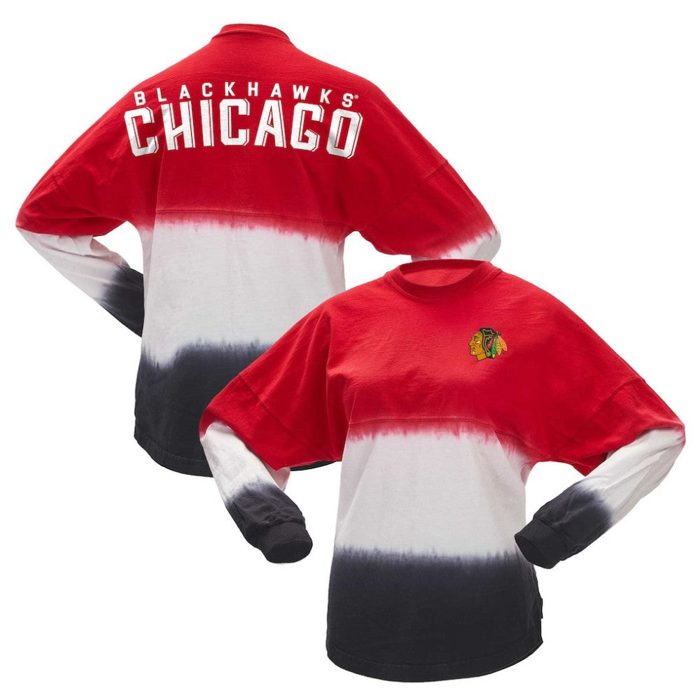 Chicago Blackhawks Fanatics Women's Ombre Long Sleeve T-Shirt Red/Black