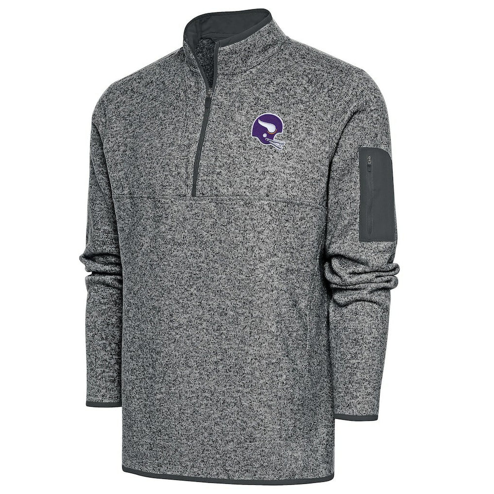Minnesota Vikings Antigua Fortune Quarter-Zip Pullover Jacket - Heather Charcoal cheap
