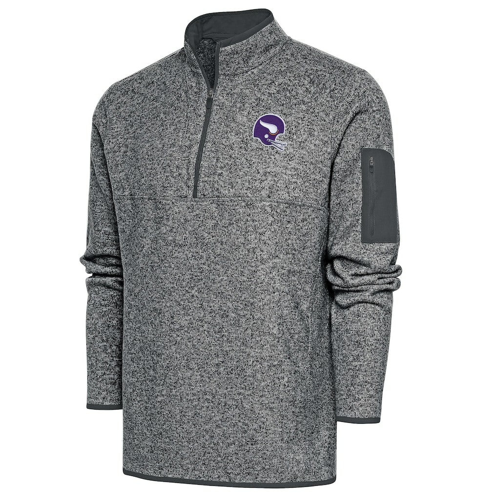 Minnesota Vikings Antigua Fortune Quarter-Zip Pullover Jacket - Heather Charcoal cheap