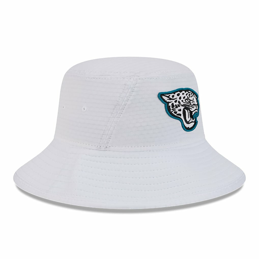 Jacksonville Jaguars New Era 2024 NFL Training Camp Stretch Bucket Hat - White sale