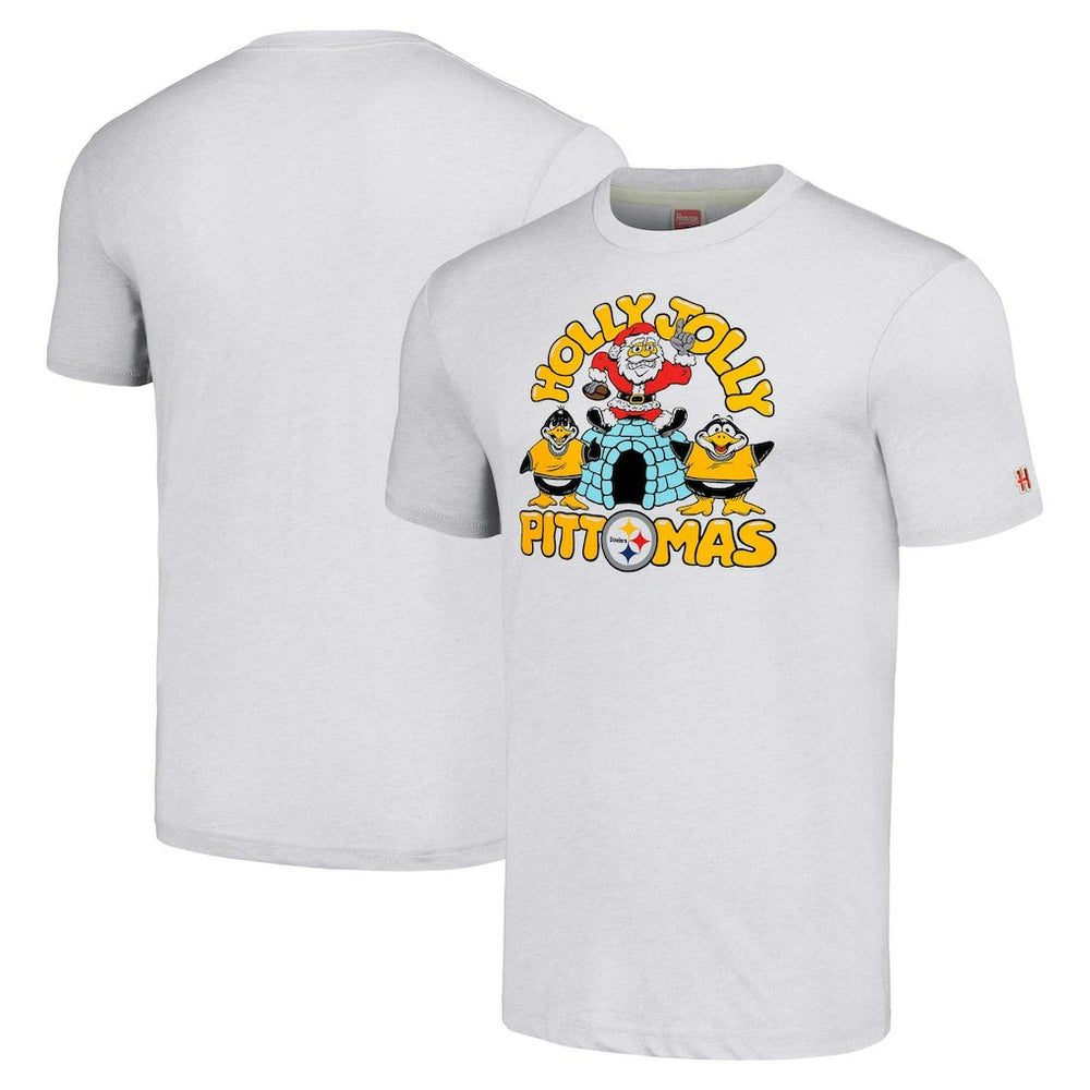 Pittsburgh Steelers Homage Unisex Holiday Tri-Blend T-Shirt - Gray cheap