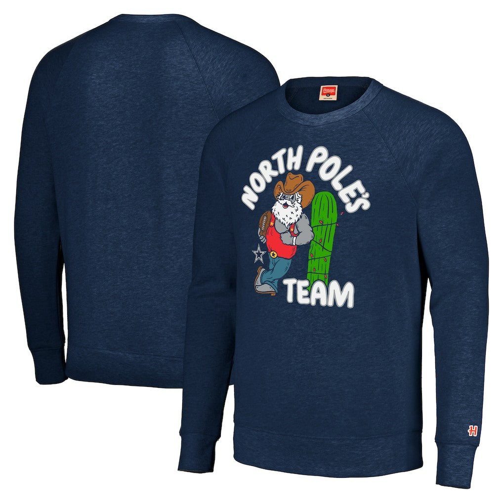 Dallas Cowboys Homage Unisex Holiday Raglan Tri-Blend Pullover Sweatshirt - Navy for sale