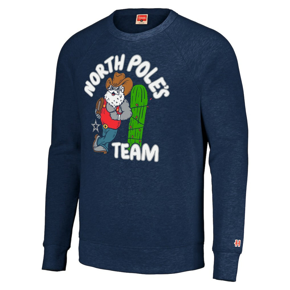 Dallas Cowboys Homage Unisex Holiday Raglan Tri-Blend Pullover Sweatshirt - Navy for sale