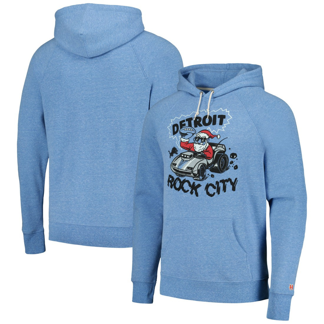 Detroit Lions Homage Unisex Holiday Raglan Tri-Blend Pullover Hoodie - Light Blue cheap