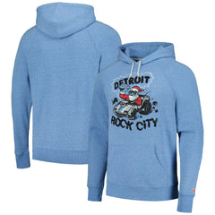 Detroit Lions Homage Unisex Holiday Raglan Tri-Blend Pullover Hoodie - Light Blue cheap