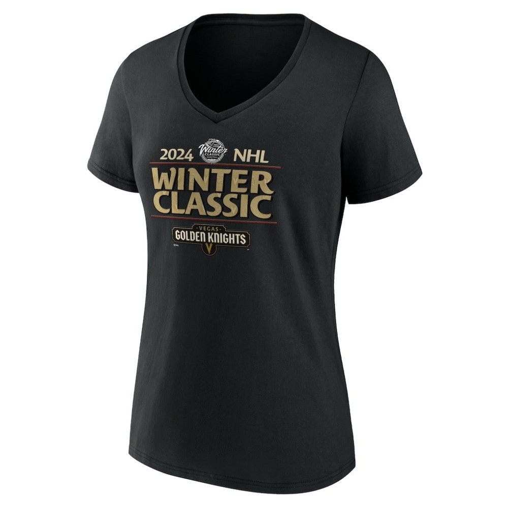 Vegas Golden Knights Fanatics Women's 2024 NHL Winter Classic V-Neck T-Shirt Black