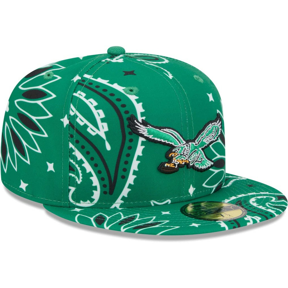 Philadelphia Eagles New Era Throwback Paisley 59FIFTY Fitted Hat - Kelly Green discount