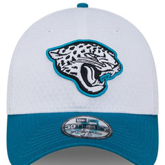 Jacksonville Jaguars New Era 2024 NFL Training Camp 39THIRTY Flex Hat - White/Teal discount