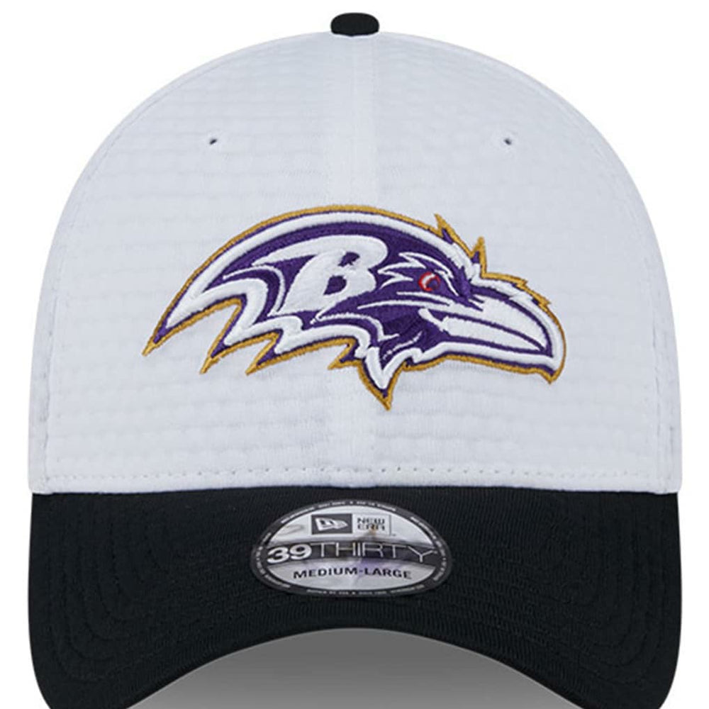 Baltimore Ravens New Era 2024 NFL Training Camp 39THIRTY Flex Hat - White/Black discount