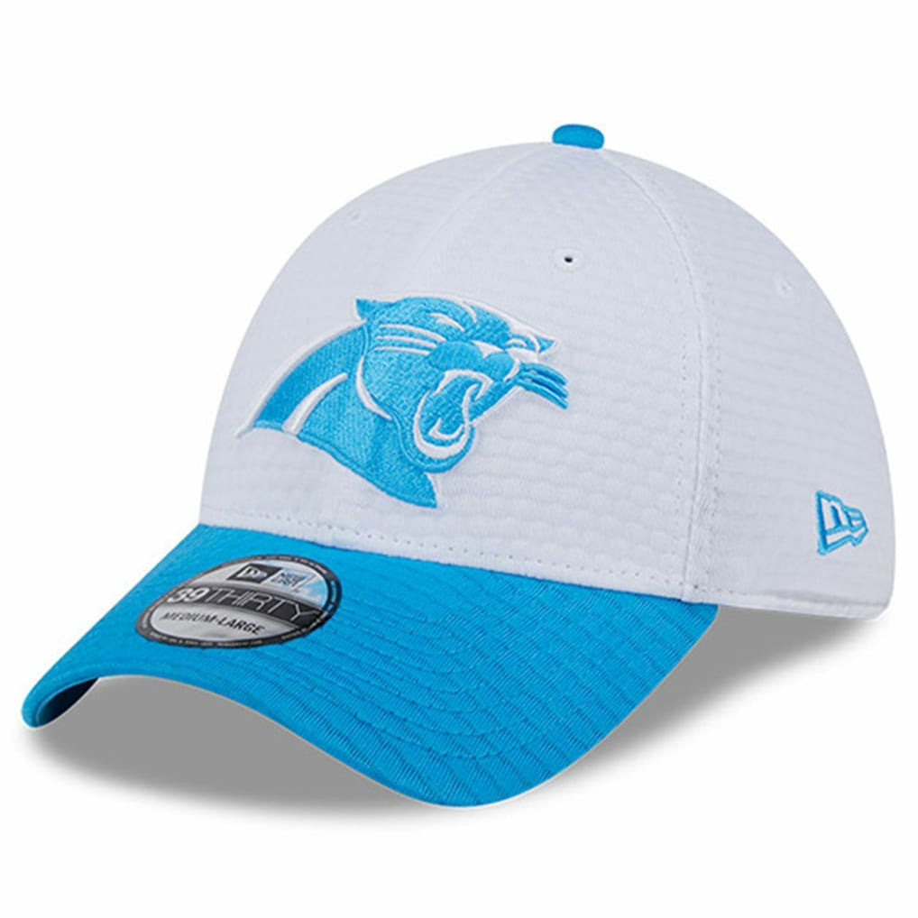 Carolina Panthers New Era 2024 NFL Training Camp 39THIRTY Flex Hat - White/Blue discount