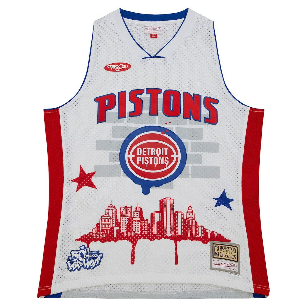 Detroit Pistons x Tats Cru Hardwood Classics Fashion Jersey sale - White | Mitchell & Ness online