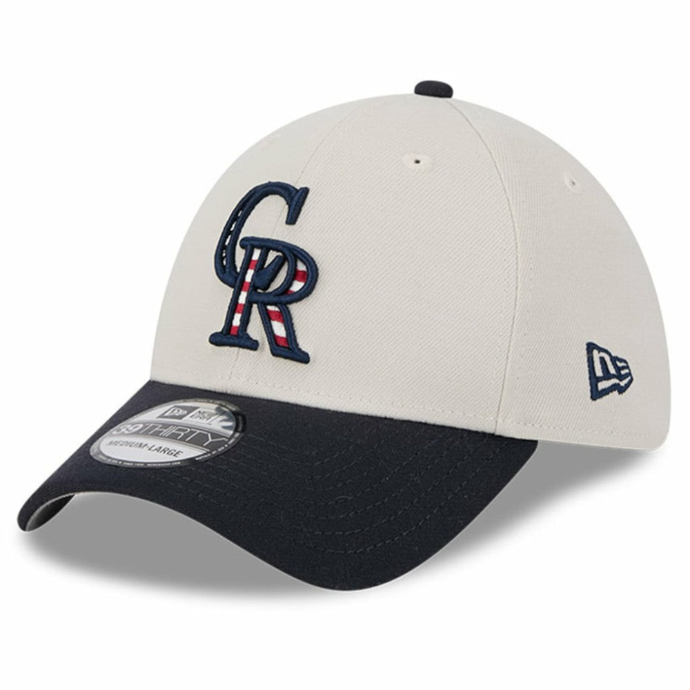 Colorado Rockies 2024 Fourth of July 39THIRTY Flex Hat - Khaki/Black | New Era