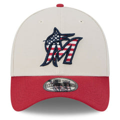 Miami Marlins 2024 Fourth of July 39THIRTY Flex Hat - Khaki/Red | New Era