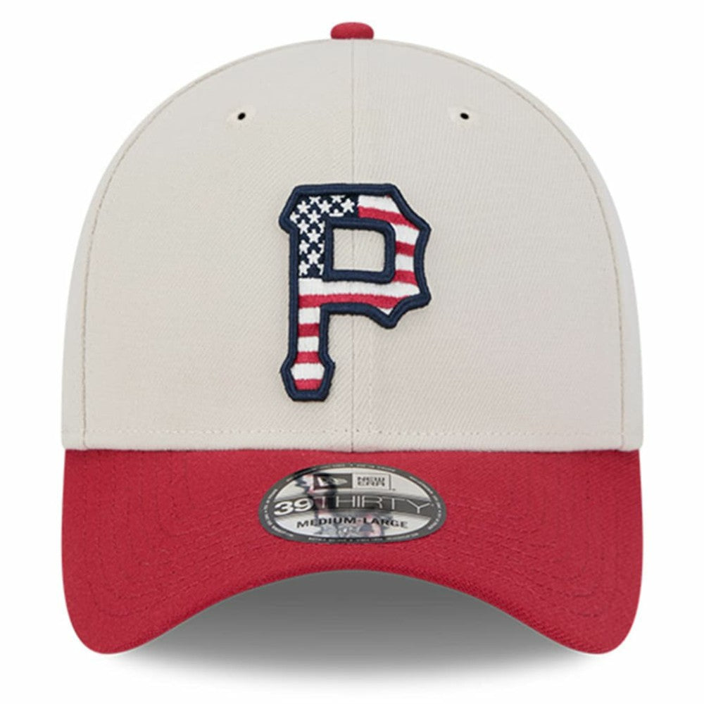 Pittsburgh Pirates 2024 Fourth of July 39THIRTY Flex Hat - Khaki/Red | New Era